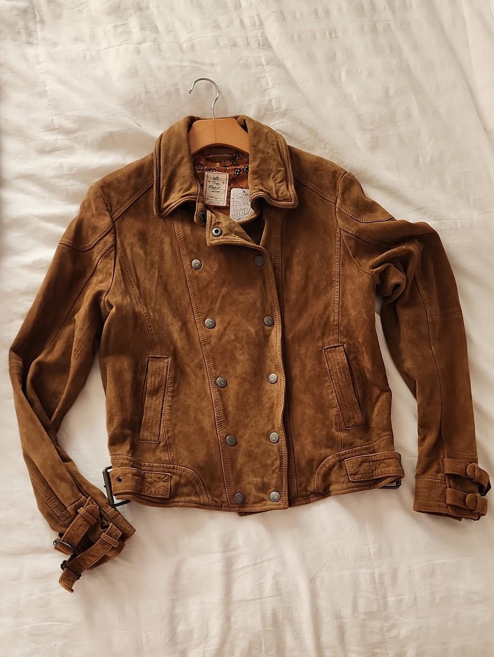 We The Free Suede Double-Breasted Women's Jacket - Brown COGNAC